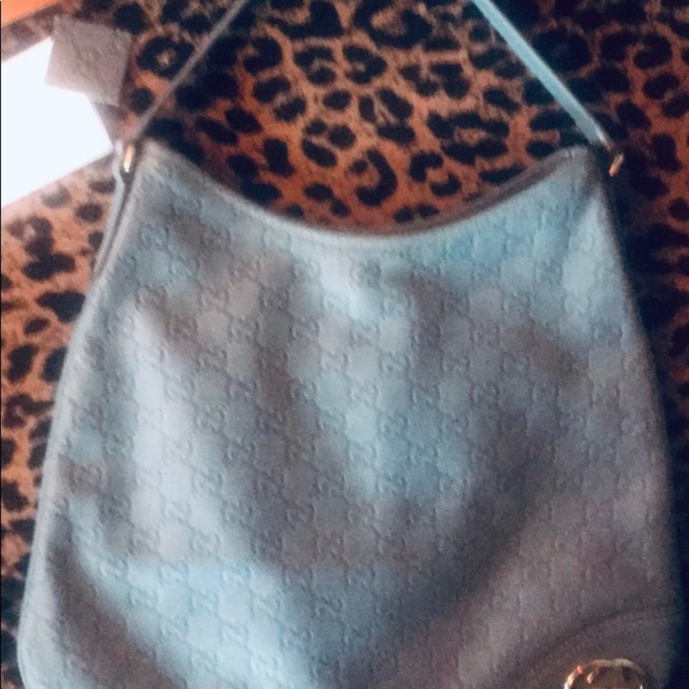 Gucci Guccisimo Leather teal blue hobo bag